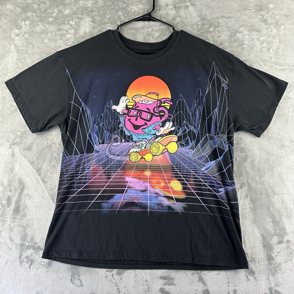 Kool Aid x Mad Engine Graphic T-Shirt Men's L Black Skateboarding 1980's Retro